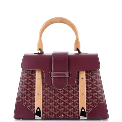 Pre-owned Goyard Saigon Top Handle Bag Coated Canvas With Leather Mm In Red