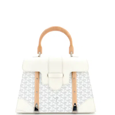 Goyard Saigon Top Handle Bag Coated Canvas With Leather Mm In White