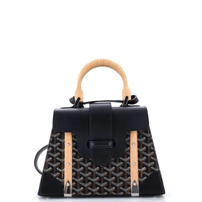 Goyard Saigon Top Handle Bag Coated Canvas With Leather Pm In Black