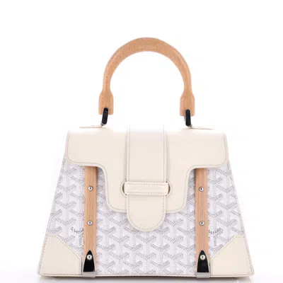Pre-owned Goyard Saigon Top Handle Bag Coated Canvas With Leather Pm In Multi