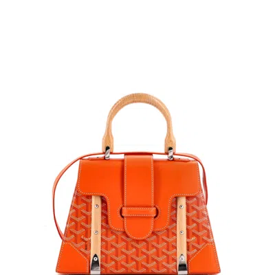Goyard Saigon Top Handle Bag Coated Canvas With Leather Pm In Orange
