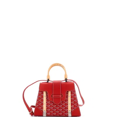 Pre-owned Goyard Saigon Top Handle Bag Coated Canvas With Leather Pm In Red