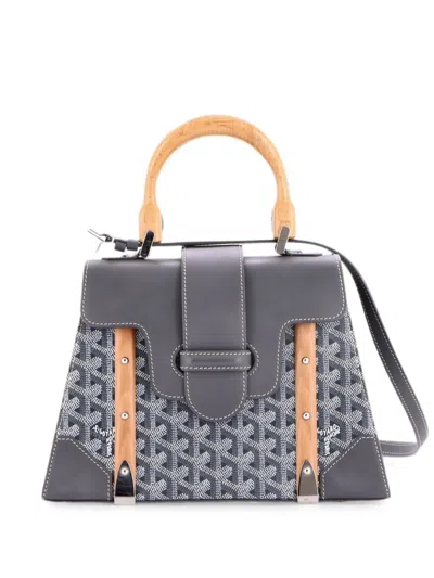 Pre-owned Goyard Saigon Top Handle Bag Coated Canvas With Leather Pm Satchel In Gray