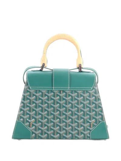 Pre-owned Goyard Saigon Top Handle Bag Coated Canvas With Leather Pm Satchel In Green