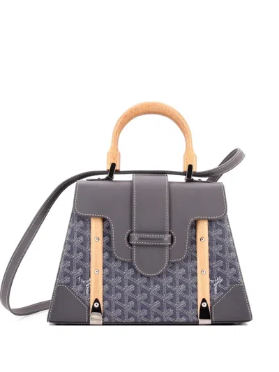 Pre-owned Goyard Saigon Top Handle Bag Coated Canvas With Leather Pm Satchel In Grey