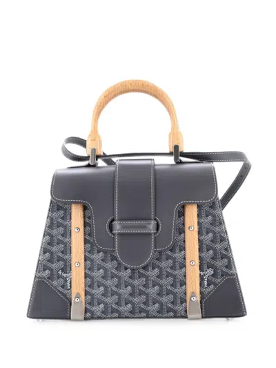 Pre-owned Goyard Saigon Top Handle Bag Coated Canvas With Leather Pm Satchel In Grey