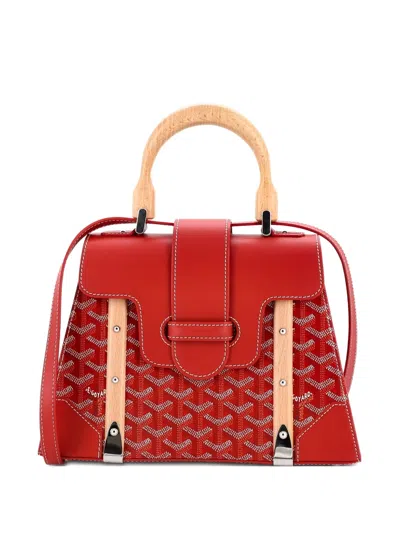 Pre-owned Goyard Saigon Top Handle Bag Coated Canvas With Leather Pm Satchel In Neutral