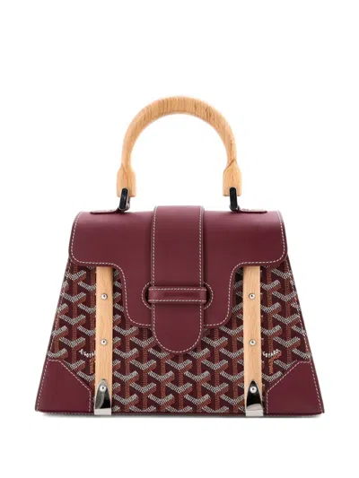 Pre-owned Goyard Saigon Top Handle Bag Coated Canvas With Leather Pm Satchel In Red