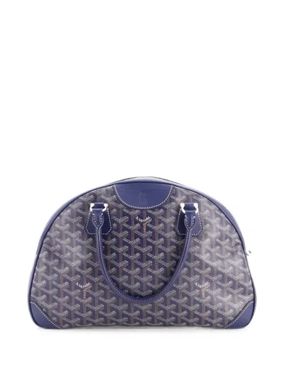 Pre-owned Goyard Saint Jeanne Bag Coated Canvas Mm Handbag In Blue
