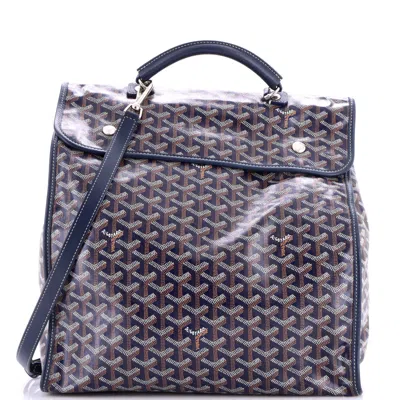 Goyard Saint Leger Briefcase Backpack Coated Canvas In Blue