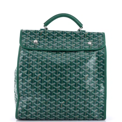 Pre-owned Goyard Saint Leger Briefcase Backpack Coated Canvas In Green
