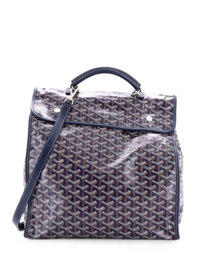 Pre-owned Goyard Saint Leger Briefcase Coated Canvas Backpack In ブルー