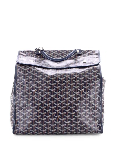 Pre-owned Goyard Saint Leger Briefcase Coated Canvas Backpack In Blue