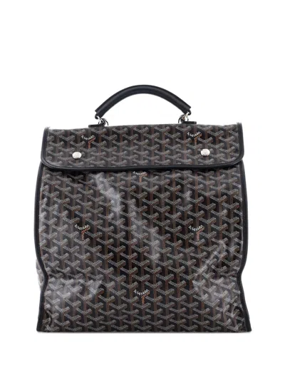 Pre-owned Goyard Saint Leger Briefcase Coated Canvas Backpack In Brown