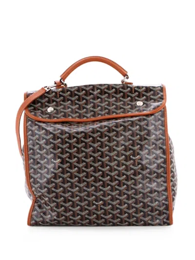 Pre-owned Goyard Saint Leger Briefcase Coated Canvas Backpack In Brown