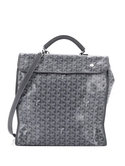 Pre-owned Goyard Saint Leger Briefcase Coated Canvas Backpack In Gray