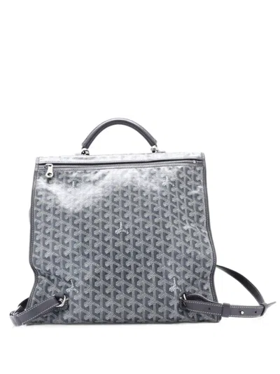 Pre-owned Goyard Saint Leger Briefcase Coated Canvas Backpack In Grey