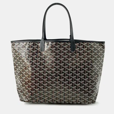 Pre-owned Goyard Saint Louis Black Pvc Coated Canvas Leather Size Pm