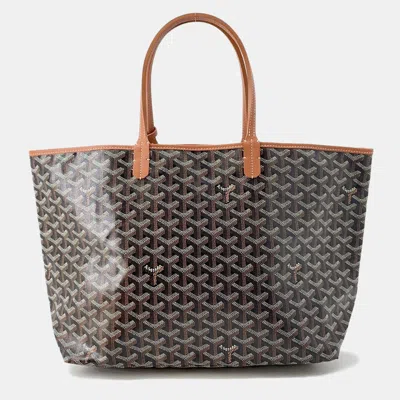 Pre-owned Goyard Saint Louis Black/natural Pvc Leather Size Pm