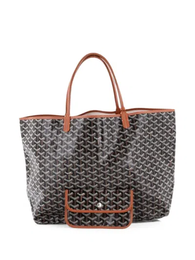Pre-owned Goyard Saint Louis Claire Voie Coated Canvas Gm Tote Bag In Brown