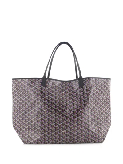 Pre-owned Goyard Saint Louis Claire Voie Coated Canvas Gm Tote Bag In Purple