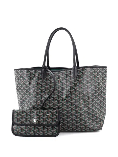 Pre-owned Goyard Saint Louis Claire Voie Coated Canvas Pm Tote Bag In Green