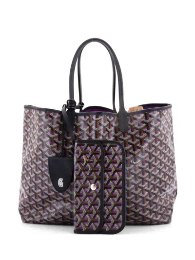 Pre-owned Goyard Saint Louis Claire Voie Coated Canvas Pm Tote Bag In Purple