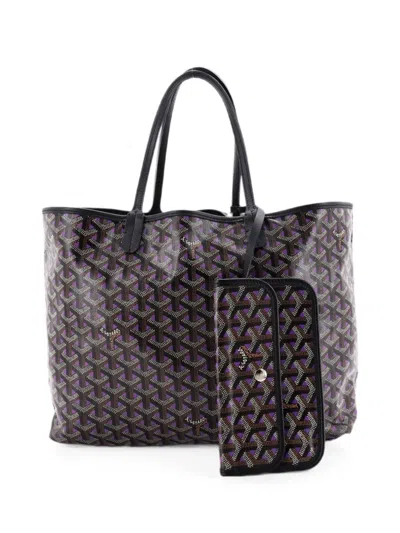 Pre-owned Goyard Saint Louis Claire Voie Coated Canvas Pm Tote Bag In Purple