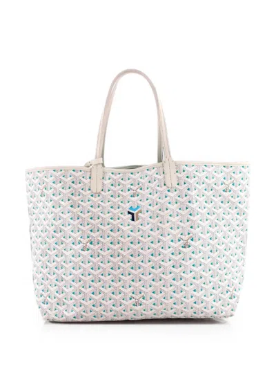 Pre-owned Goyard Saint Louis Claire Voie Coated Canvas Pm Tote Bag In White