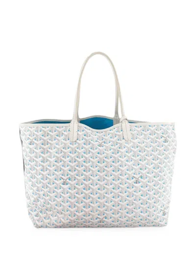 Pre-owned Goyard Saint Louis Claire Voie Coated Canvas Pm Tote Bag In White