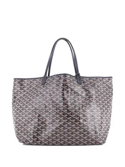 Pre-owned Goyard Saint Louis Coated Canvas Gm Tote Bag In Black
