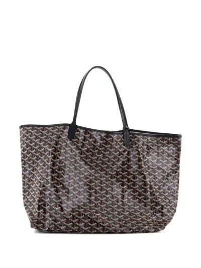 Pre-owned Goyard Saint Louis Coated Canvas Gm Tote Bag In Black