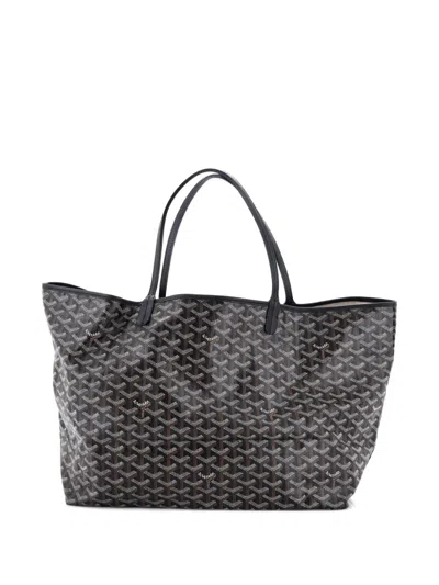 Pre-owned Goyard Saint Louis Coated Canvas Gm Tote Bag In Black