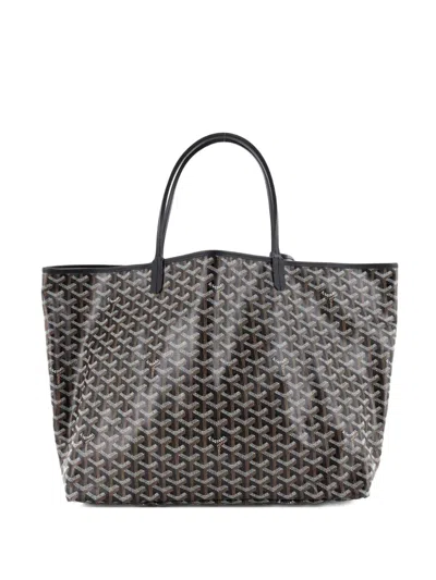Pre-owned Goyard Saint Louis Coated Canvas Gm Tote Bag In Black