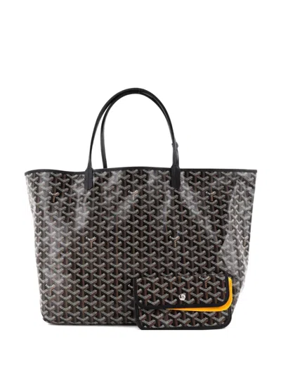 Pre-owned Goyard Saint Louis Coated Canvas Gm Tote Bag In Black