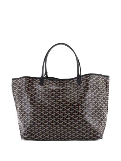 Pre-owned Goyard Saint Louis Coated Canvas Gm Tote Bag In Black