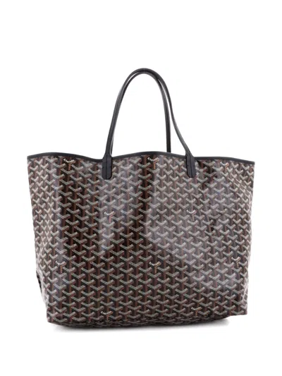 Pre-owned Goyard Saint Louis Coated Canvas Gm Tote Bag In Black