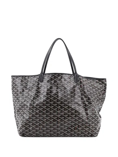 Pre-owned Goyard Saint Louis Coated Canvas Gm Tote Bag In Black