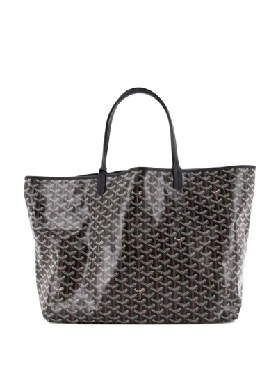 Pre-owned Goyard Saint Louis Coated Canvas Gm Tote Bag In Black