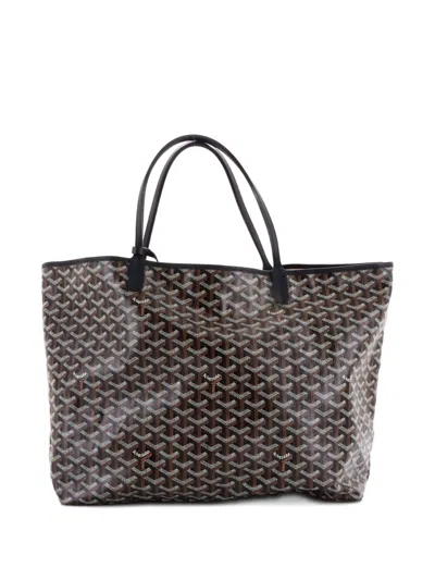 Pre-owned Goyard Saint Louis Coated Canvas Gm Tote Bag In Black