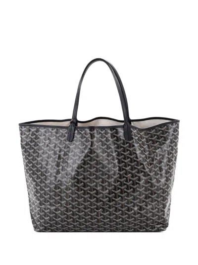 Pre-owned Goyard Saint Louis Coated Canvas Gm Tote Bag In Black