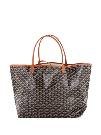 Pre-owned Goyard Saint Louis Coated Canvas Gm Tote Bag In Black