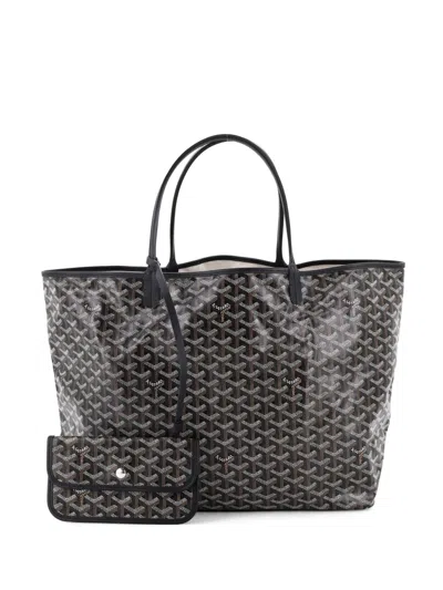 Pre-owned Goyard Saint Louis Coated Canvas Gm Tote Bag In Black