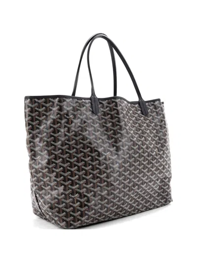 Pre-owned Goyard Saint Louis Coated Canvas Gm Tote Bag In Black