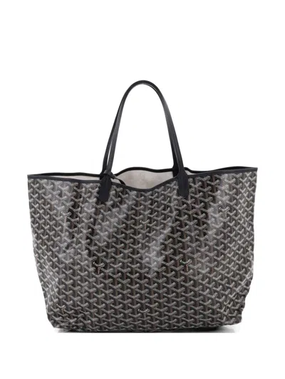 Pre-owned Goyard Saint Louis Coated Canvas Gm Tote Bag In Black