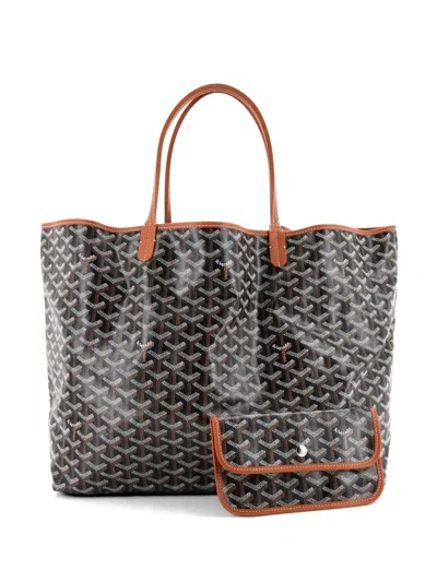 Pre-owned Goyard Saint Louis Coated Canvas Gm Tote Bag In Black