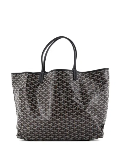 Pre-owned Goyard Saint Louis Coated Canvas Gm Tote Bag In Black