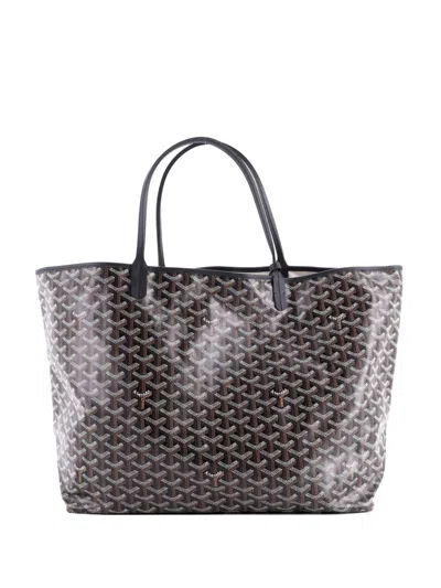 Pre-owned Goyard Saint Louis Coated Canvas Gm Tote Bag In Black