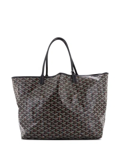 Pre-owned Goyard Saint Louis Coated Canvas Gm Tote Bag In Black