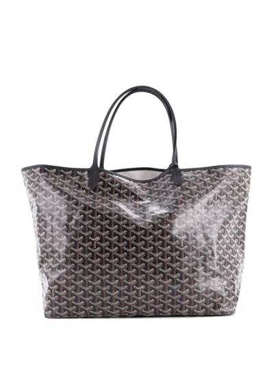 Pre-owned Goyard Saint Louis Coated Canvas Gm Tote Bag In Black